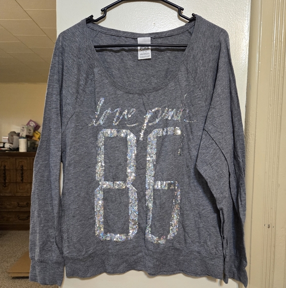 Victoria's Secret PINK bling sequin long sleeve top sz large in great condition - Picture 2 of 3